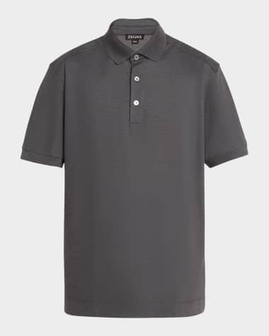 ZEGNA Men's Cotton-Silk Polo Shirt