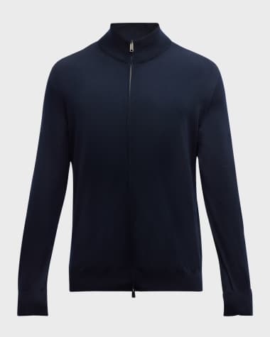 ZEGNA Men's High-Performance Wool Full-Zip Sweater