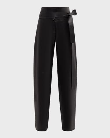 Loewe Belted Leather Straight-Leg Trousers