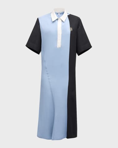Loewe Colorblock Short-Sleeve Midi Polo Shirtdress