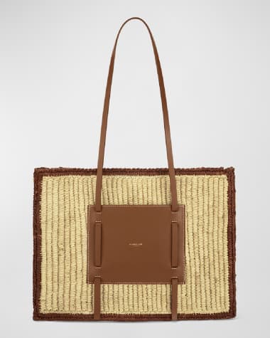 DeMellier The Capri Raffia & Leather Tote Bag