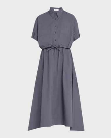 Brunello Cucinelli Light-Weight Shirtdress with Fitted Waist and Monili Loop Detail