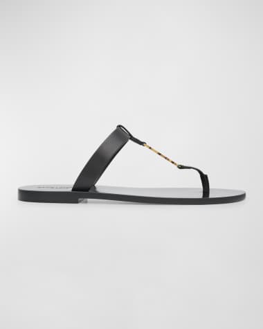 Saint Laurent Men's Pepe 05 YSL Slide Sandals in Leather