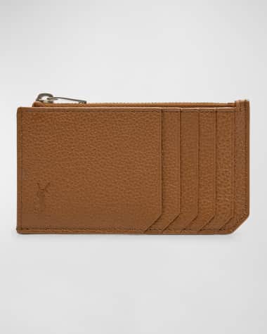 Saint Laurent Men's YSL Zip Card Holder in Leather