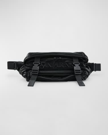 Saint Laurent Men's Logo Crossbody Bag in Silktech Canvas