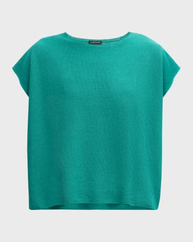 Eileen Fisher Boxy Short-Sleeve Crewneck Top