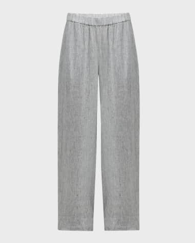 Eileen Fisher Striped Wide-Leg Organic Linen Pants