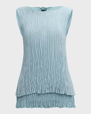 Eileen Fisher Sleeveless Pleated Tiered Silk Tunic