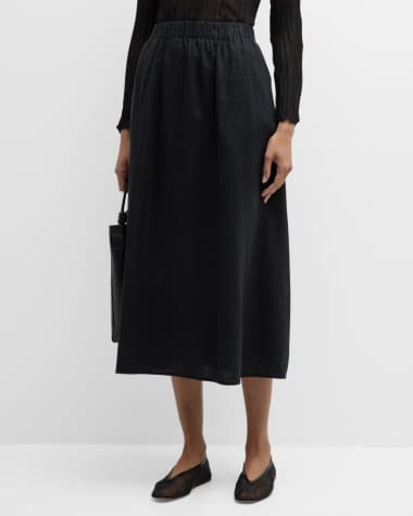Eileen Fisher A-Line Organic Linen Midi Skirt