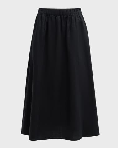 Eileen Fisher A-Line Organic Linen Midi Skirt