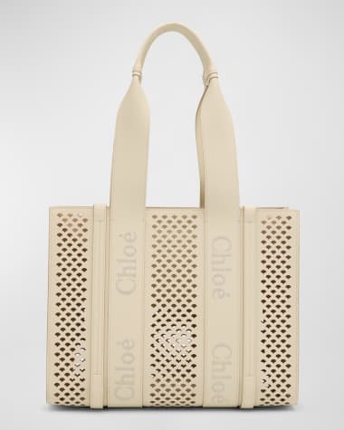 Chloe Woody Medium Tote Bag in Perforated Leather