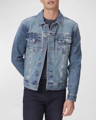 Men's Jacquard Denim Jacket Loose Top Autumn Distressed Denim Jacket