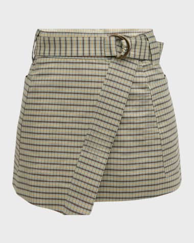 Rails Deanna Mini Check Belted Mini Skirt