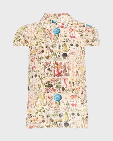 Alice + Olivia Joy Garden of Plants Button-Front Silk Blouse