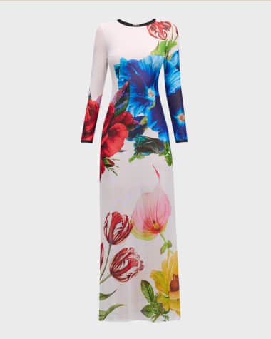Alice + Olivia Delora Le Parisien Long-Sleeve Maxi Dress