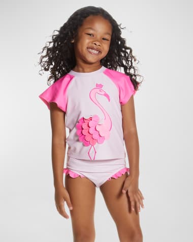 Andy & Evan Girl's Flamingo Rashguard Set, Size 2T-8