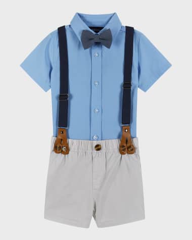Andy & Evan Boy's Four-Piece Suspender Set, Size Newborn-24M