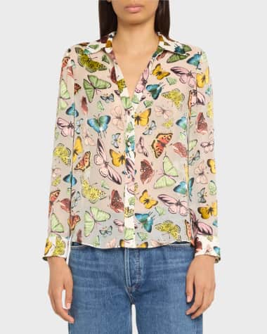 Alice + Olivia Eloise Boundless Butterfly Button-Front Blouse