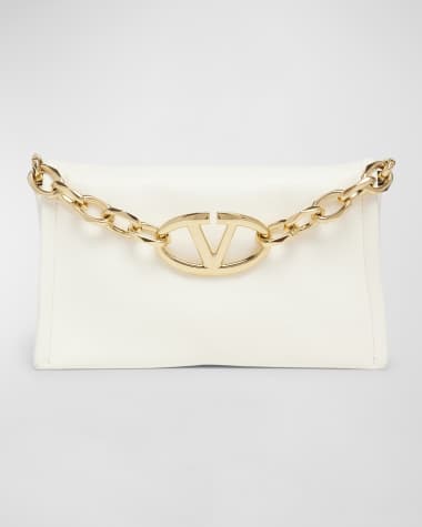Valentino Garavani VLOGO Mini Flap Leather Clutch Bag