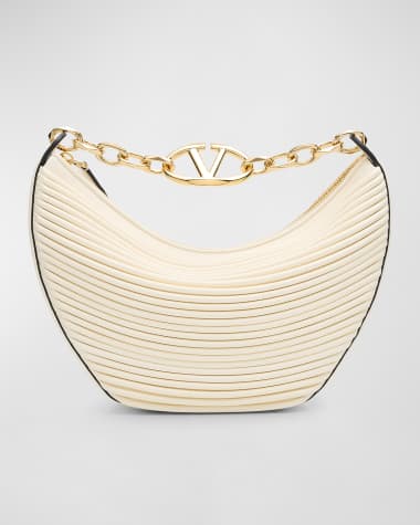 Valentino Garavani VLOGO Small Moon Textured Leather Hobo Bag