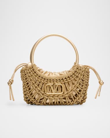 Valentino Garavani Small Knotted Metallic Top-Handle Bag