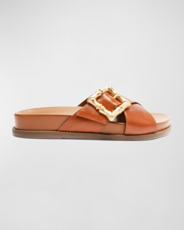 Schutz Enola Crisscross Buckle Leather Sandals