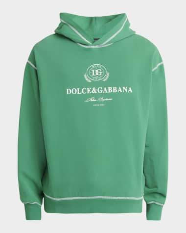 Dolce&Gabbana Men's Contrast-Stitch Logo Hoodie