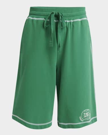 Dolce&Gabbana Men's Contrast-Stitch Logo Shorts