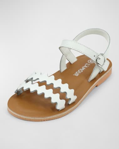 L'Amour Shoes Girl's Eden Scalloped Sandals, Baby/Toddler/Kids