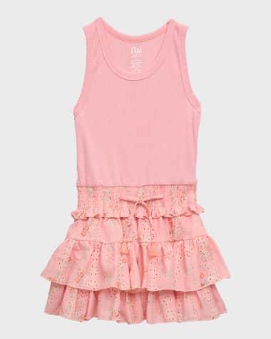 Flowers by Zoe Girl's Tank Combo Eyelet Dress, Size 4-6