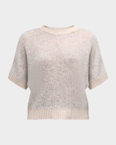 Peserico Crewneck Open-Stitch Tricot Sweater