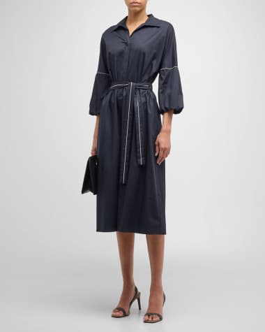 Peserico Belted Chain-Trim Midi Shirtdress