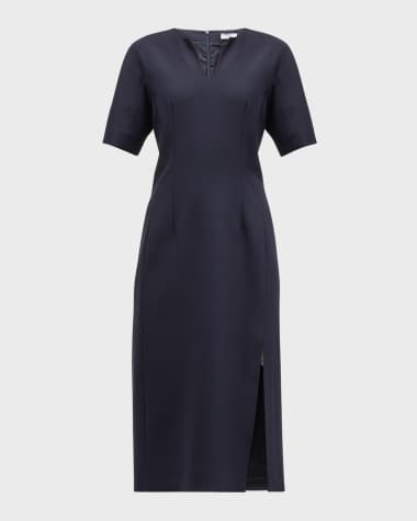 Peserico Chain-Trim V-Neck Midi Dress