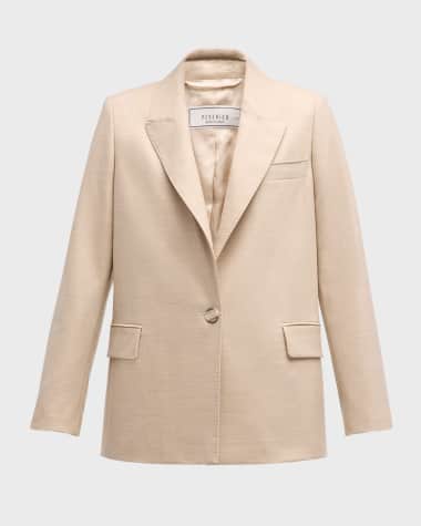 Peserico Single-Button Pick Stitch Blazer