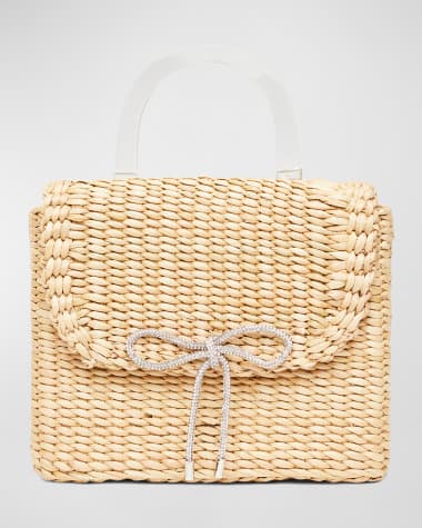POOLSIDE The Bow Straw Top-Handle Bag