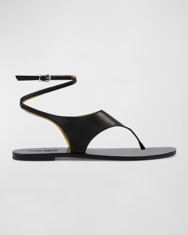 Paris Texas Amalfi Leather Ankle-Strap Thong Sandals
