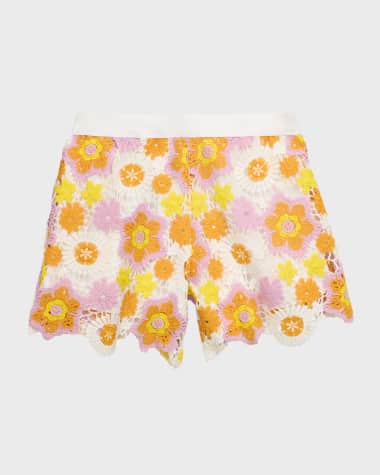 Hannah Banana Girl's Crochet Floral Shorts, Size 7-14