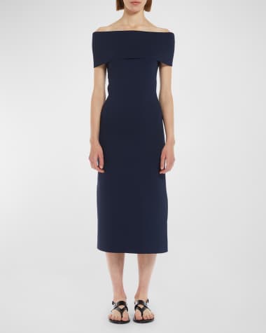 Max Mara Studio Aulla Off-Shoulder Knit Midi Dress