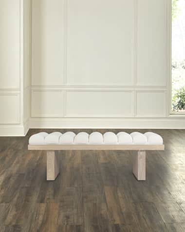 Worlds Away Caspian Channel-Tufted Bench, 52"