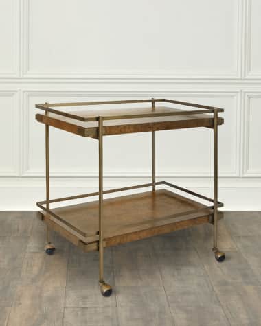 Worlds Away Cash Burl Wood Bar Cart