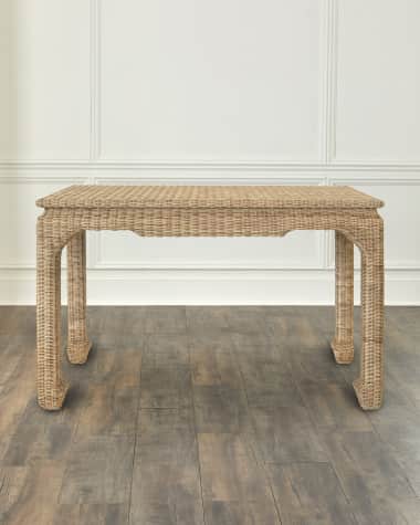Worlds Away Fabian Rattan Console Table