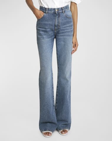 Chloe High-Rise Heart-Pocket Wide-Leg Denim Jeans