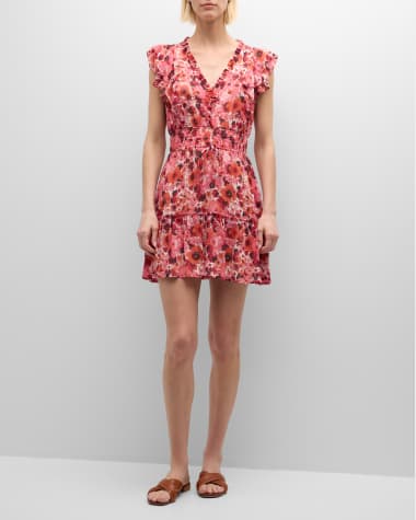 PAIGE Muriel Floral Flutter-Sleeve Mini Dress