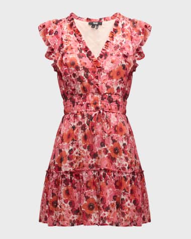 PAIGE Muriel Floral Flutter-Sleeve Mini Dress