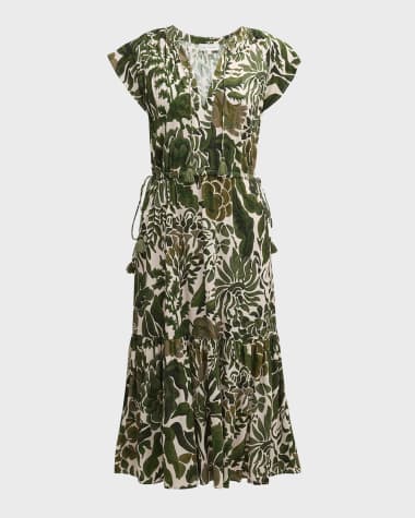 Dea Kudibal Scarlett Floral-Print Raglan-Sleeve Midi Dress