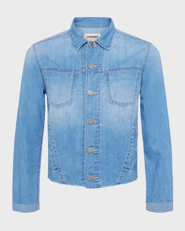 L'Agence Janelle Slim Raw Denim Jacket