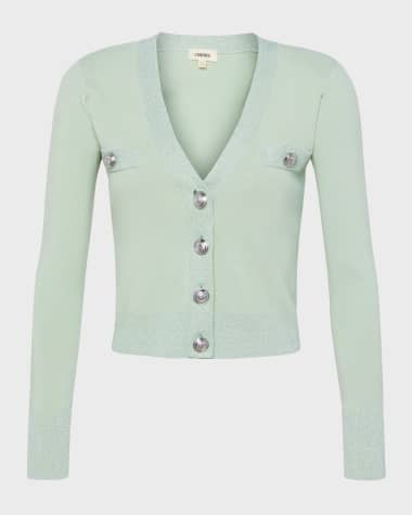 L'Agence Taya Cropped V-Neck Cardigan