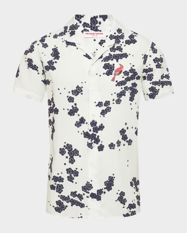 Orlebar Brown Men's Hibbert Plum Blossom Camp Shirt