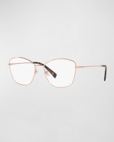 Miu Miu Rose Gold Steel & Plastic Butterfly Optical Glasses
