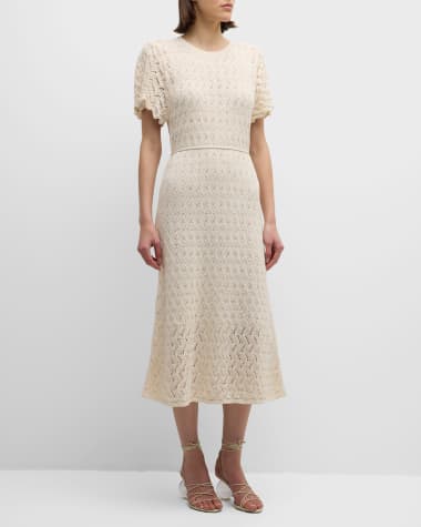Vanessa Bruno Clementina Pointelle-Knit Cotton-Silk Midi Dress